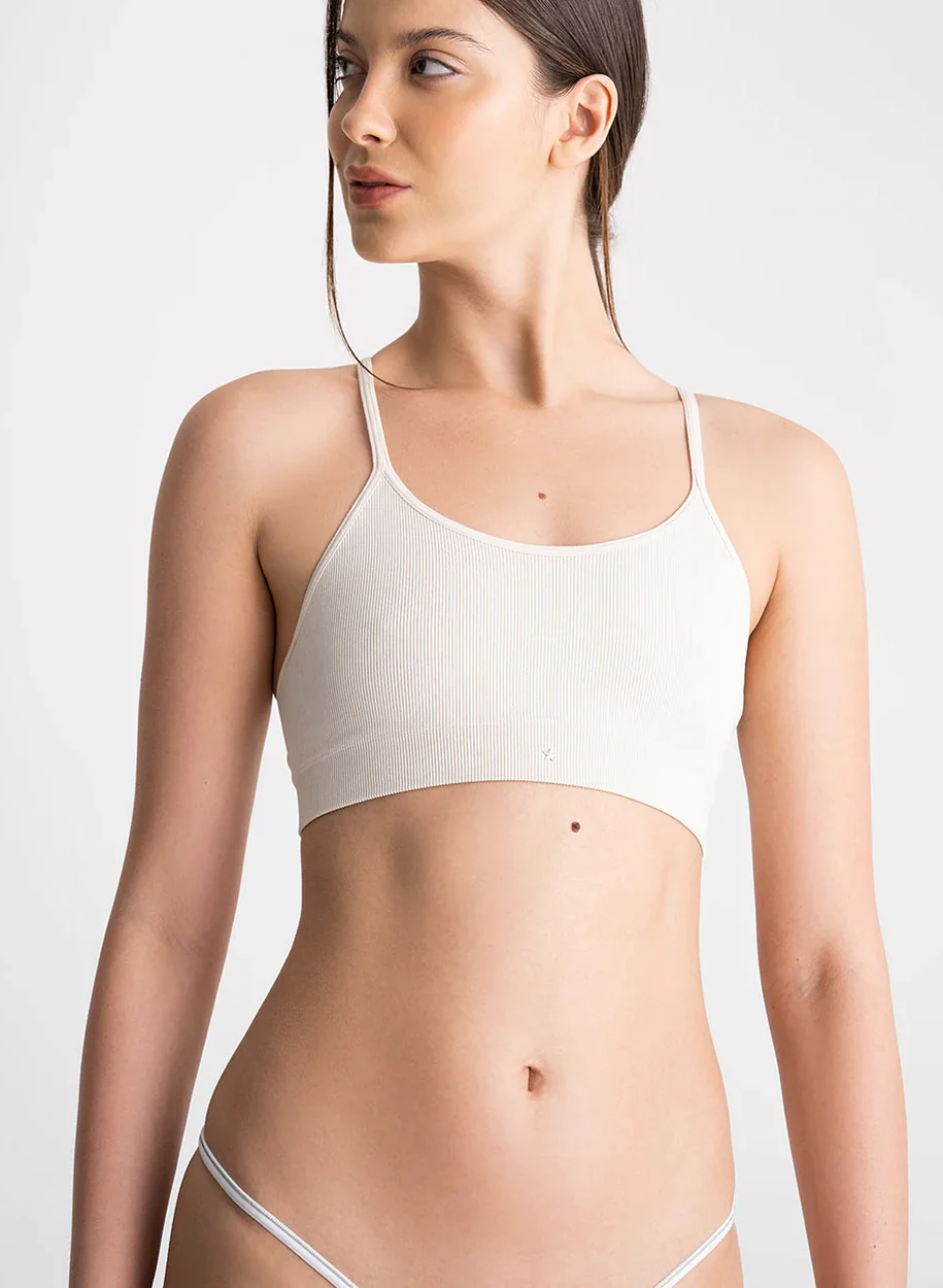 Top Fiori rib copas removibles